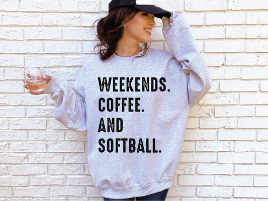 Weekend. Coffee. And Softball.- Athletic Grey Unisex Sweatshirt