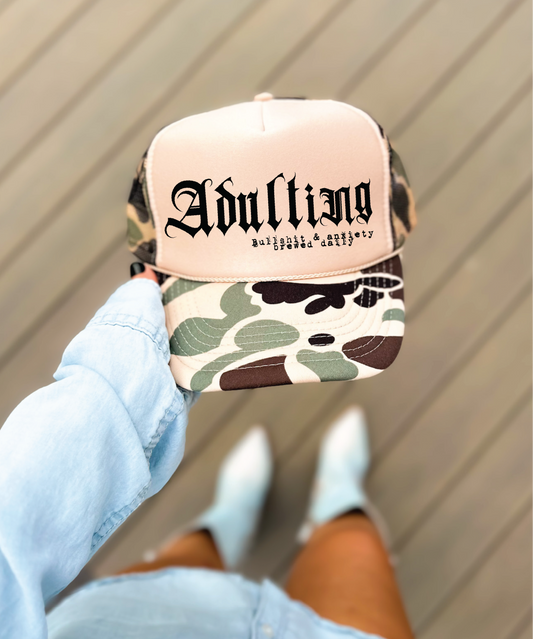 Adulting- Duck Camo Unisex Foam Trucker Hat