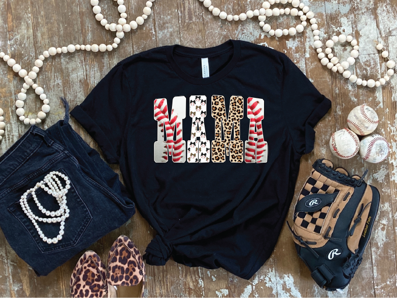 BASEBALL MAMA PATTERN LETTERS - Unisex Comfort Color Tee