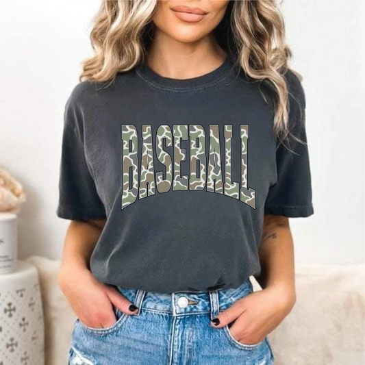 Baseball Camo- Unisex Pepper Comfort Color Tee
