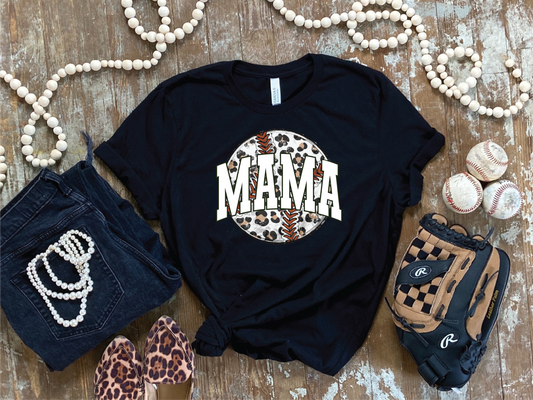 Baseball Mama Leopard Ball - Unisex Comfort Color Graphic Tee