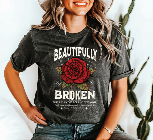 Beautifully Br[OK]en - Unisex Pepper Comfort Color Tee