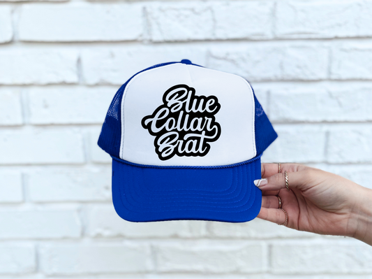 Blue Collar Brat Blue & White Trucker Hat