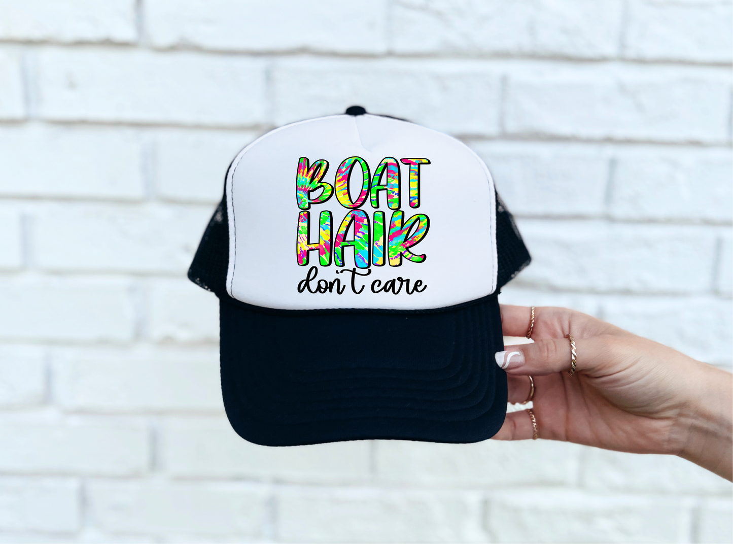 Boat Hair Black & White Trucker Hat