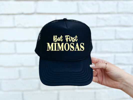 But First, Mimosas Black Trucker Hat