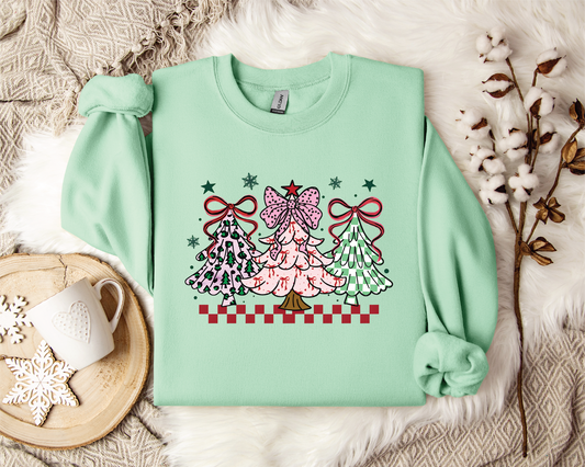 Checkered Christmas Trees-  Unisex Graphic Sweater