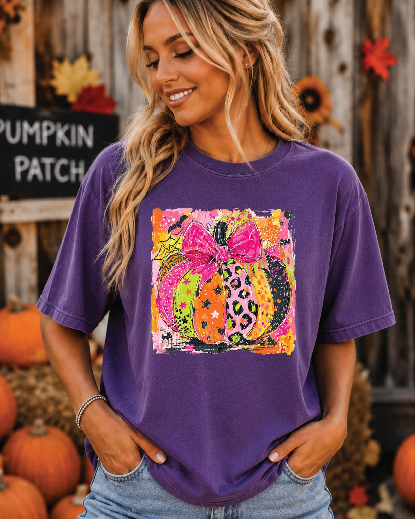 Colorful Halloween Pumpkin- Comfort Color Unisex Graphic T-Shirt