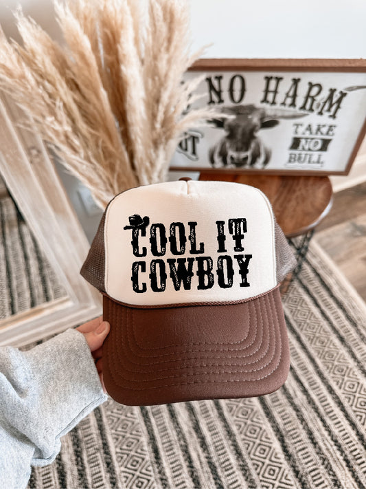 Cool It Cowboy Brown & Tan Trucker Hat