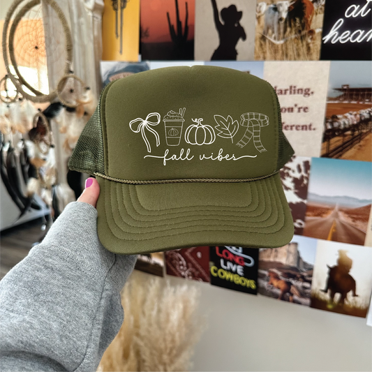 Fall Vibes- Olive Unisex Foam Trucker Hat