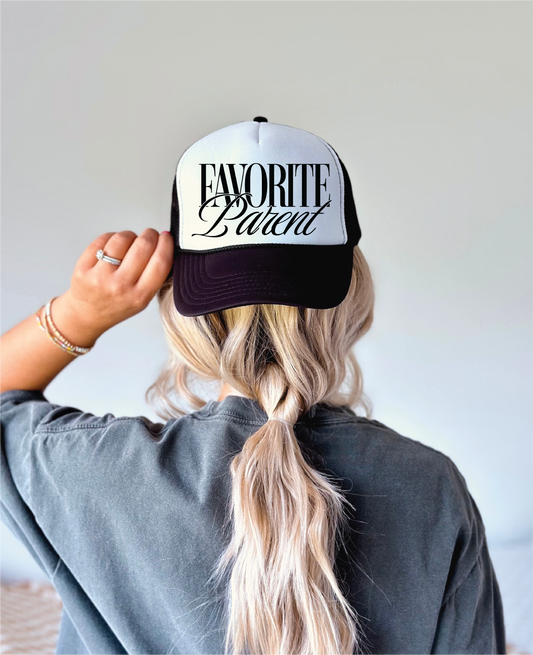 Favorite Parent - UNISEX BLACK AND WHITE TRUCKER HAT