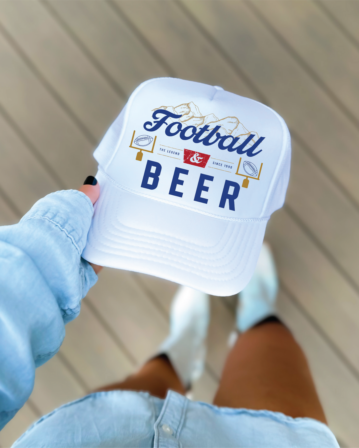 Football and Beer- White Unisex Foam Trucker Hat