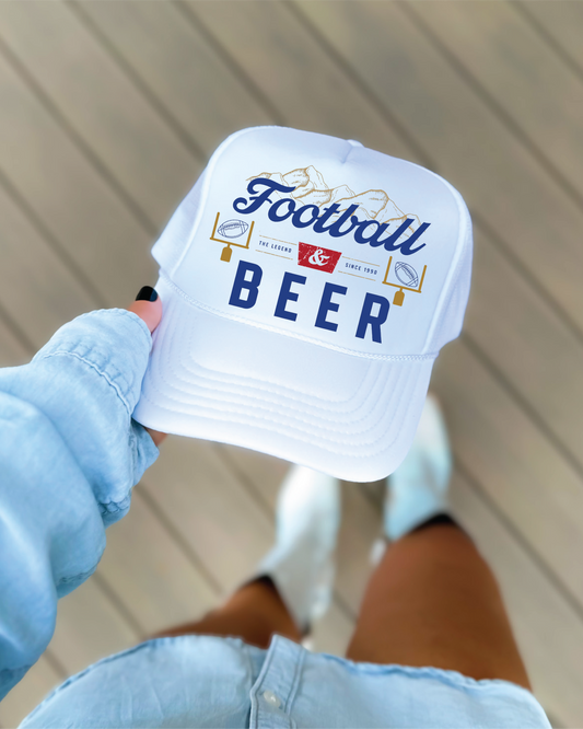 Football and Beer- White Unisex Foam Trucker Hat