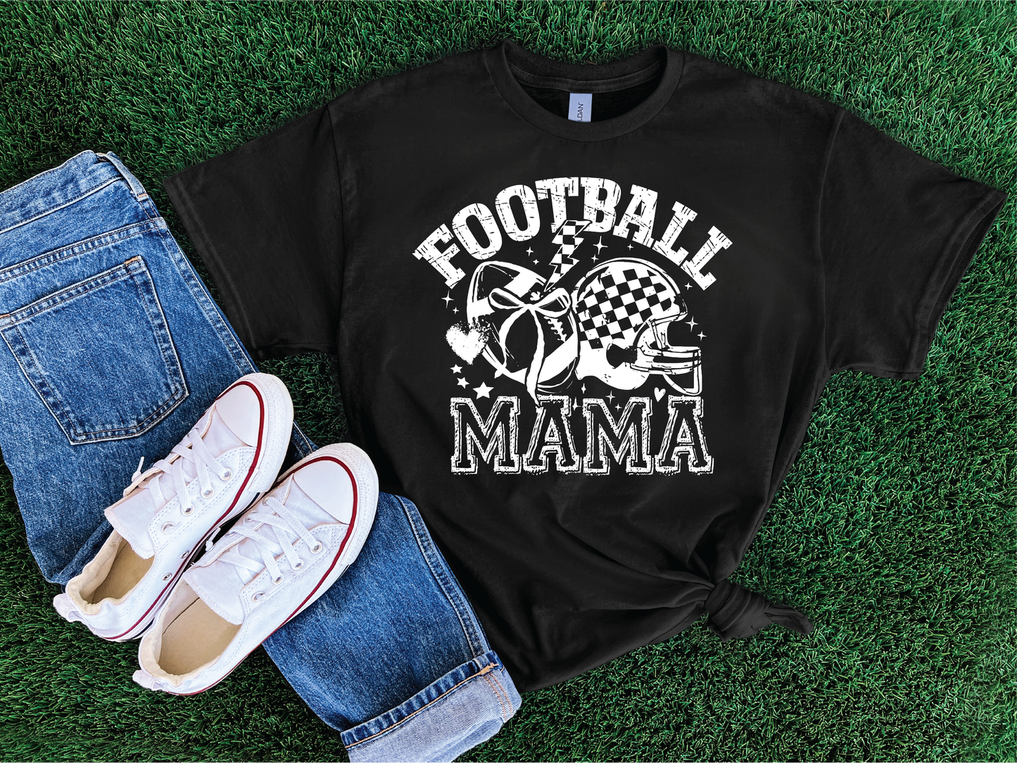 Football Mama -Black Comfort Color Unisex Graphic Tee