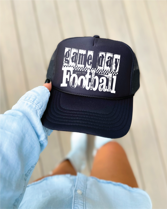 Game Day Football- Black Unisex Foam Trucker Hat