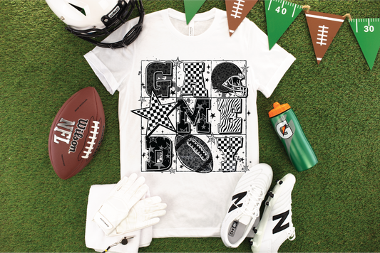 Game Day Football Checkered  -White Comfort Color Unisex Graphic Tee