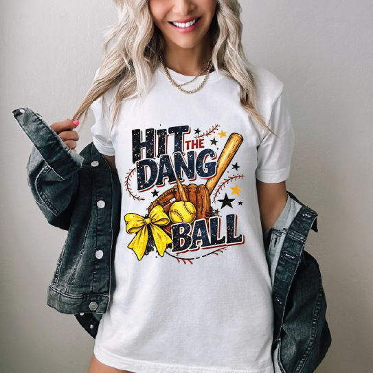 Hit The Dang Ball Softball- Unisex Comfort Color Graphic Tee