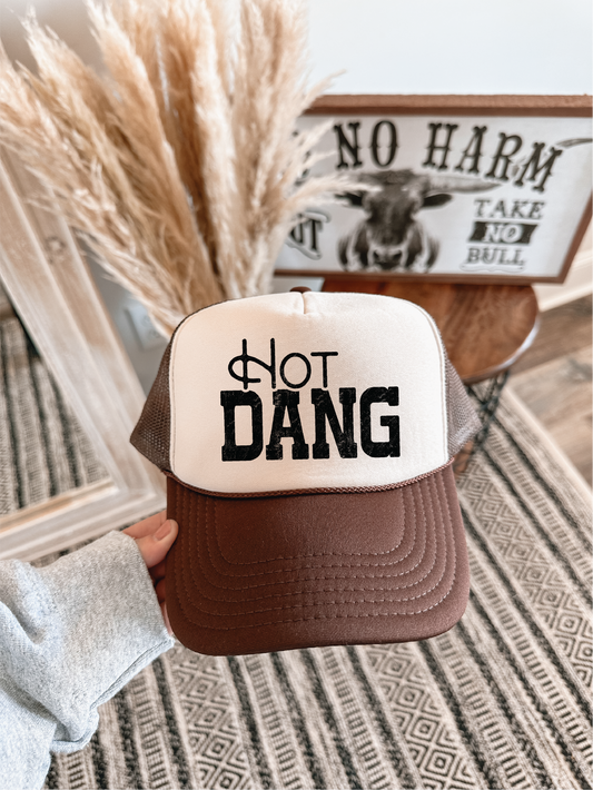 Hot Dang- Brown and Tan Unisex Foam Trucker Hat