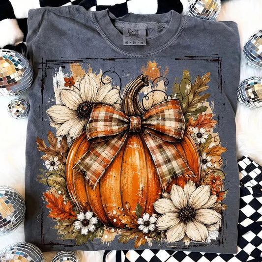 Floral Pumpkin - UNISEX COMFORT COLOR GRAPHIC TEE