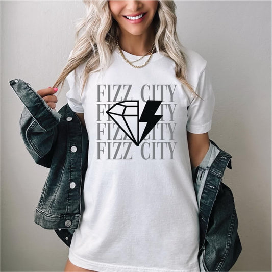 FIZZ CITY White with Silver Writing