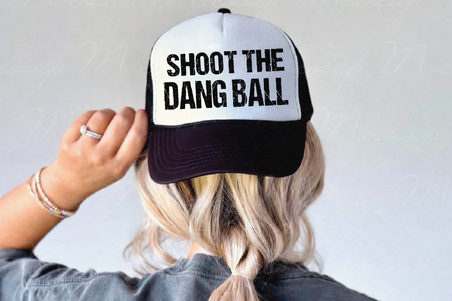 Shoot The Dang Ball - UNISEX BLACK AND WHITE TRUCKER HAT