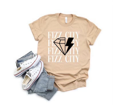 FIZZ CITY Tan with White Writing