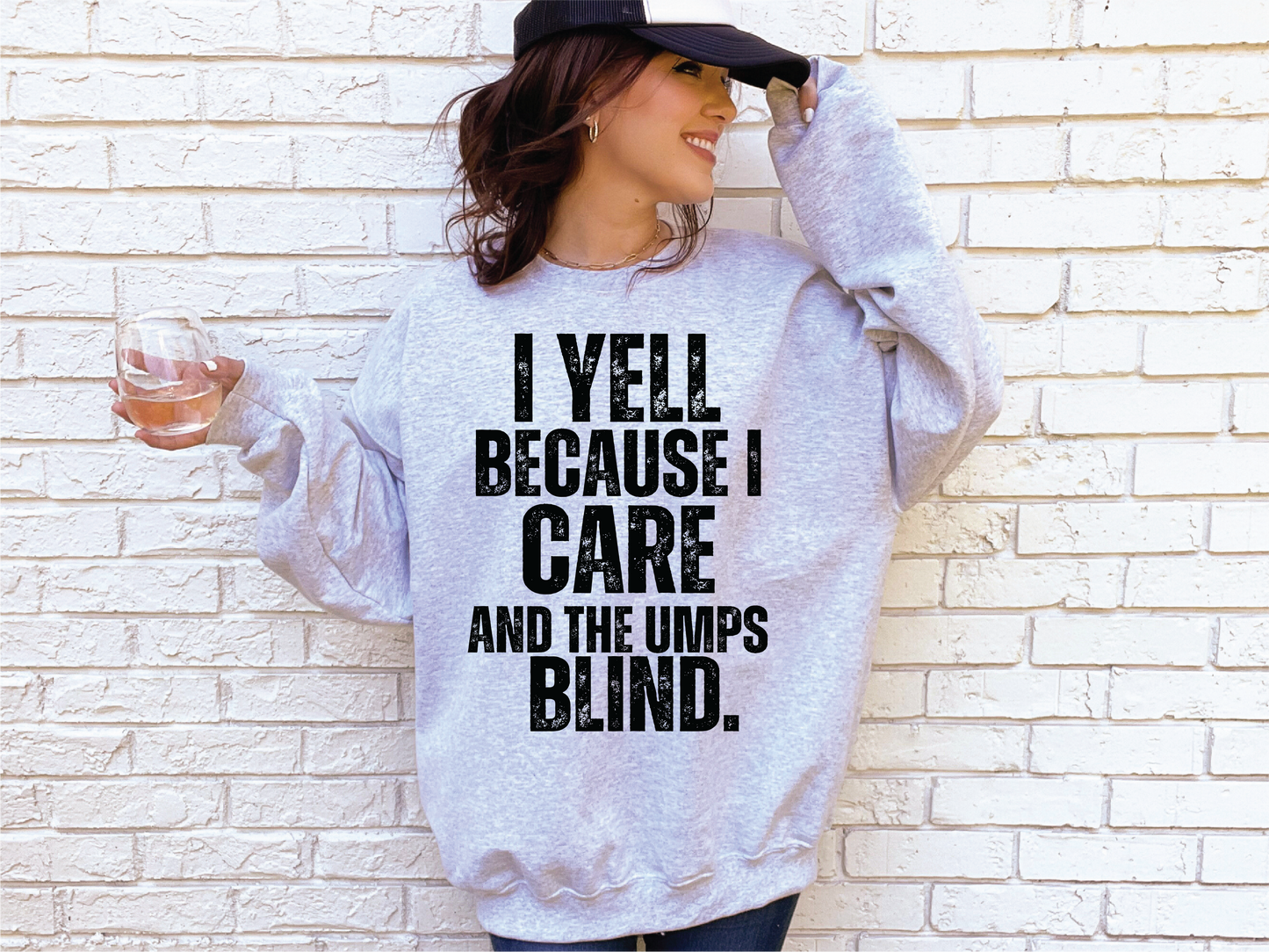 I Yell Because I Care- Athletic Grey Unisex Sweatshirt