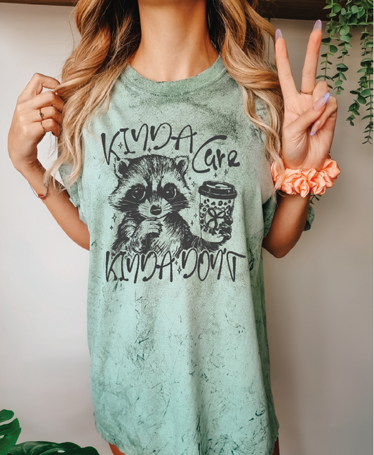 Kinda Care Kinda Dont - Fern Colorblast Comfort Color Unisex Graphic Tee
