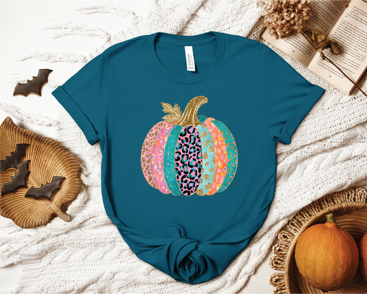 Colorful Leopard Pumpkin- Bella Canvas Unisex Graphic T-Shirt