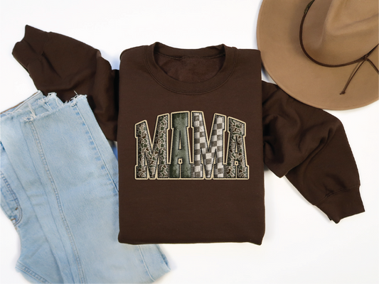 Mama Camo on Chocolate Brown Sweatshirt