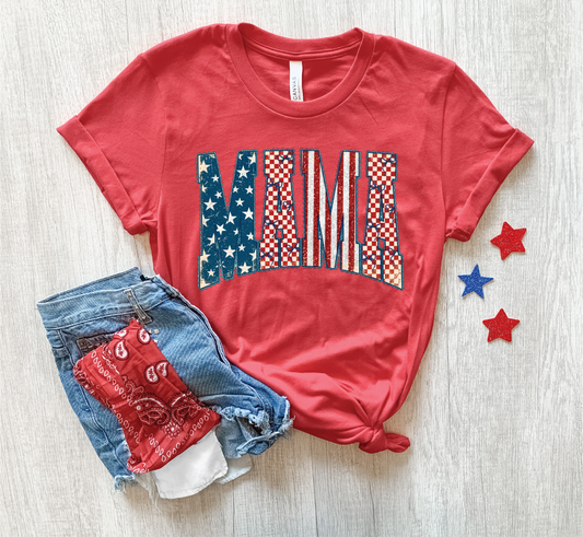 Patriotic Mama- Unisex Heather Red Bella Canvas Tee