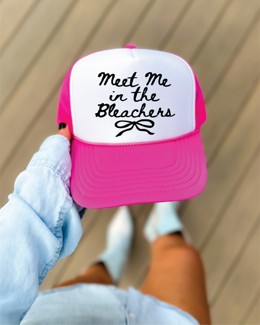 Meet Me In The Bleachers- Hot Pink & White Unisex Foam Trucker Hat