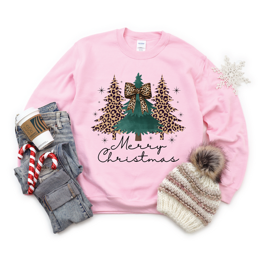 Merry Christmas Leopard Trees  - Unisex Graphic Sweater