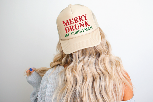 Merry Drunk I am Christmas Trucker Hat