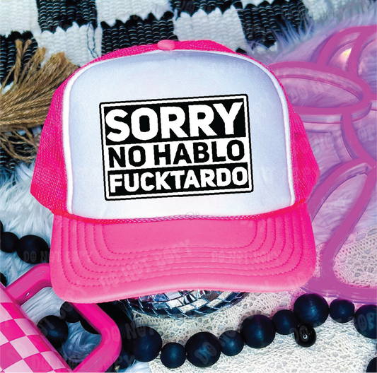 No Hablo -Neon Pink and White Unisex Foam Trucker Hat