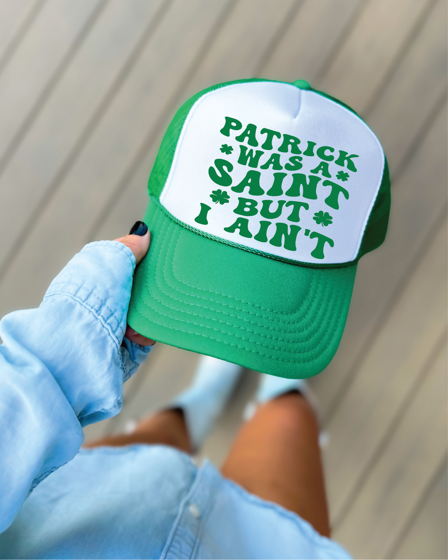 Patrick was a Saint Kelly Green & White Trucker Hat