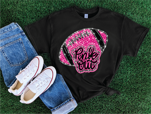 Pink Out Faux Sequin-  Black Comfort Color Unisex Graphic Tee