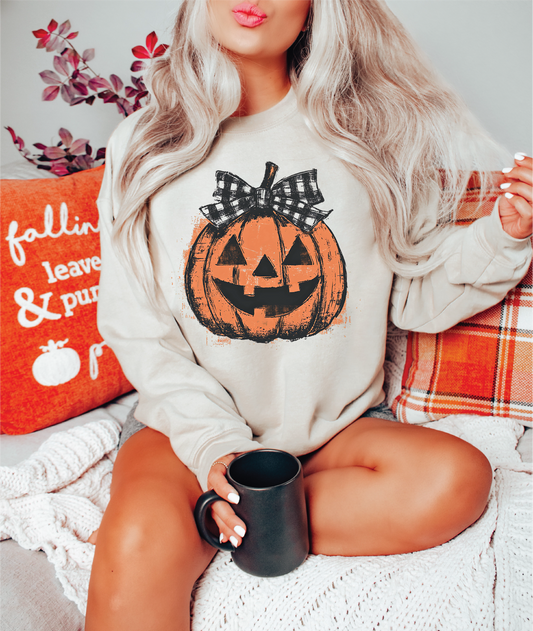 Plaid Jack-O-Lantern- Unisex Graphic Sweater