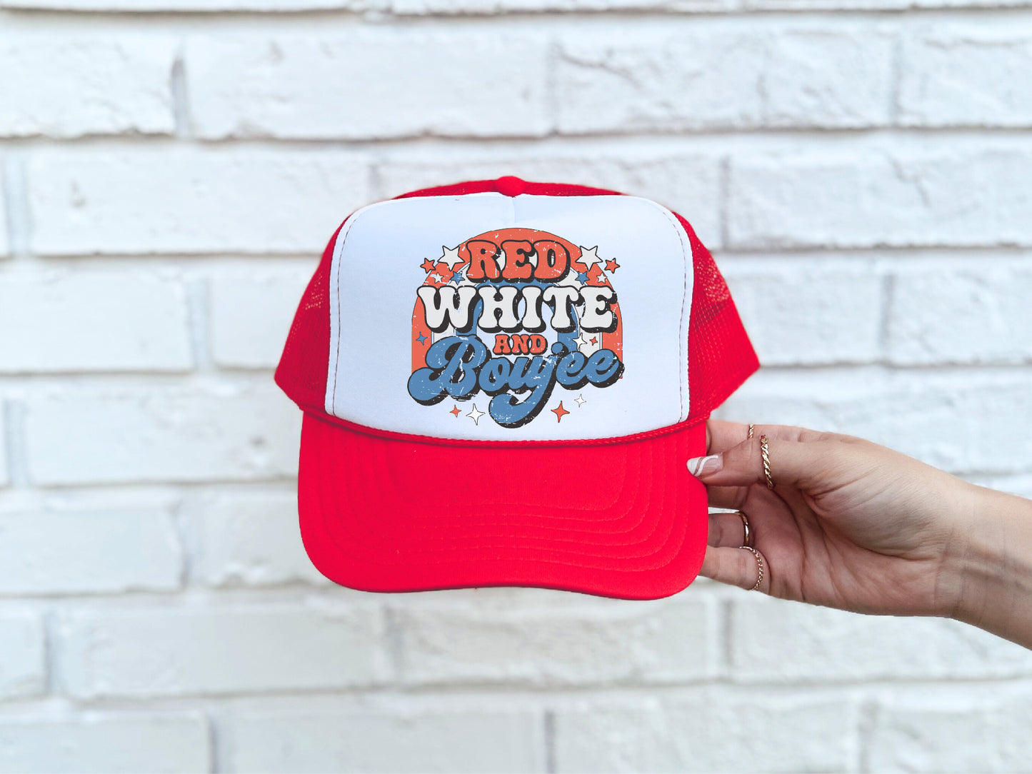 Red, White, & Boujee Red & White Trucker Hat