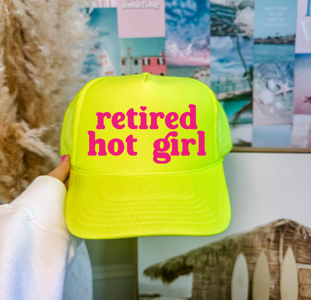 Retired Hot Girl Neon Yellow Trucker Hat