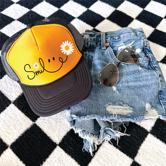 Smile-  Gold  and Black Unisex Foam Trucker Hat