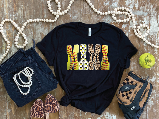 SOFTBAL MAMA PATTERN LETTERS - Unisex Comfort Color Tee