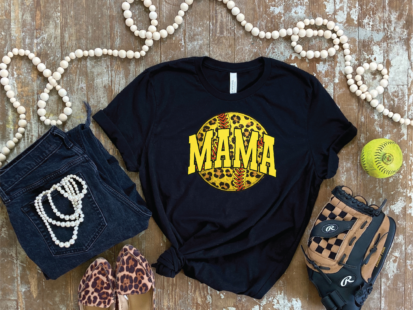 Softball Mama Leopard Ball - Unisex Comfort Color Graphic Tee