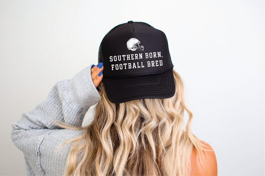 Southern Born Football Bred- Black Unisex Foam Trucker Hat