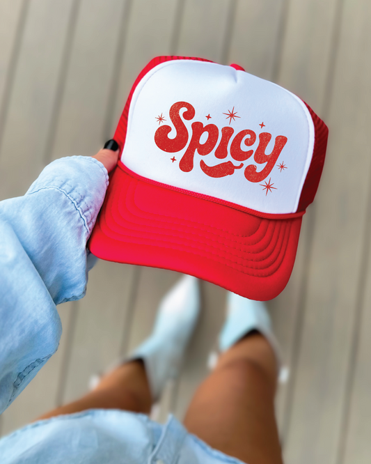 Spicy-Red and White Unisex Foam Trucker Hat