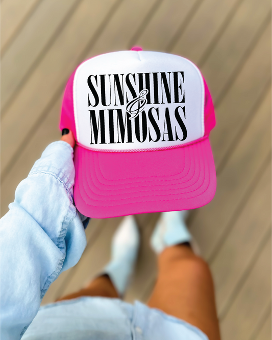 Sunshine and Mimosas -Hot Pink and White Unisex Foam Trucker HAT