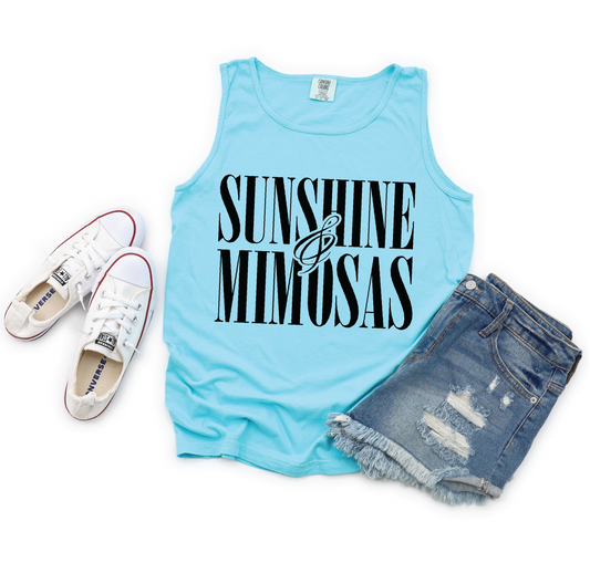 Sunshine and Mimosas Lagoon Blue Unisex Comfort Color Graphic Tank Top