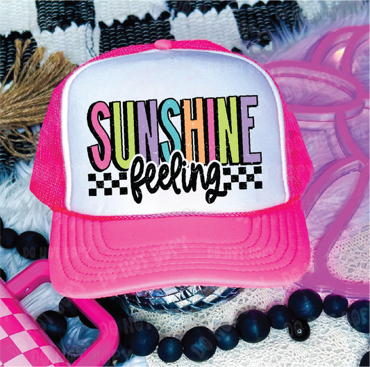 Sunshine Feeling -Neon Pink and White Unisex Foam Trucker HAT
